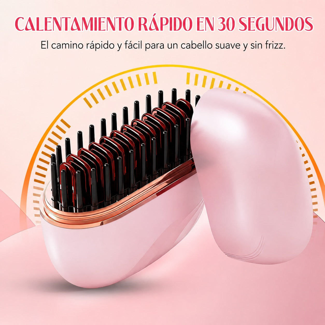 Mini plancha de pelo recargable portátil, cepillo alisador con carcasa anti-quemaduras, inalámbrico, con carga USB